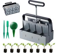 ASFASFq-Bloc de Terre Manuel, Bloc de Terre à 8 Cellules 2inch, Outil de Blocage de la Terre à la Main pour Le démarrage des Semences, Les Plantations (Double Rangée)