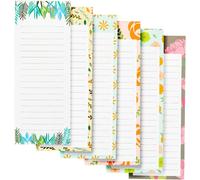 Asfasfq-Blocs-Notes Magnétiques, Lot De 6 Blocs-Notes Avec Aimant Pour Les Listes De Courses, De Choses À Faire, Motifs Floraux, 9 X 23 Cm Chacun, Aimanté