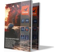 ASFASFq-Blue Swan Papier Photo Mat A4, 200 g/m², 100 Feuilles, Revêtement Mat Recto-Verso, Séchage Rapide, Haute Luminosité des Couleurs, Faible Réflexion, Compatible Imprimantes Jet d¿Encre