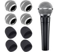 ASFASFq-Bonnette Micro Métallique Universelle ¿ Ensemble de 4 Têtes Micro pour diverses Marques de Prestige et Autres modèles - Accessoires de Remplacement avec Éponges Internes Noires