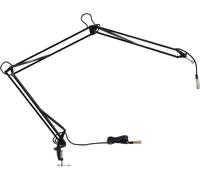 ASFASFq-Bras articulé noir pour micro, 1,50 m, connexion 5/8"", pince de table stable, câble XLR 4,70 m, construction robuste.
