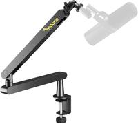ASFASFq-Bras micro BA92 Noir - Bras micro low profile avec passe-câbles intégré pour bureau organisé, pince de bureau incluse, réglable 360° - Idéal podcast, streaming et télétravail