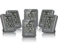 ASFASFq-BRESSER Temeo Hygro Lot de 6 Indicateurs Thermo-hygrométriques À Poser Debout Ou À Monter Au Mur, avec Indicateur De Climat De Pièce, Gris