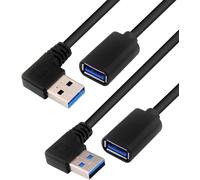 ASFASFq-BRIEFCEC Câble d'extension USB 3.0 Gauche+Droite Angled Rallonge USB Type A Mâle Coudé vers USB Type A Femelle 5 Gbps 30CM Ralonge (Gauche+Droite, 2Pack)