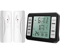 ASFASFq-Brifit Thermomètre de Réfrigérateur, Thermomètre de Frigo Congélateur Numérique, Thermomètre Numérique Sans Fil avec 2 Capteurs, MIN/MAX, Alarme de Température, pour Maison, Bars, Cafés - Noi