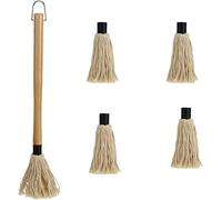 ASFASFq-Brosse à Balai à Long Manche pour Barbecue, Brosse à badigeonner pour Gril avec 4 têtes de Rechange pour Griller, Fumer du Steak, Cuisine (Brosse à Balai à Long Manche pour Barbecue)