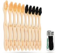 Asfasfq-Brosse À Dents Bamboo Denti 10 Pièces Poils Souples Et Fil Interdentaire En Charbon Actif Vegetal Pour Nettoyage Des Dents Kit Brosses À Dents Bambou Blanchissant Dents 100% Sans Bpa Vegan Bla