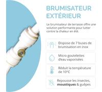 ASFASFq-Brumisateur Terrasse 10m Serre Pergola Parasol - Brumisation Extérieur Haute Performances avec 7 Buses Inox - 10 mètres - Climatisation extérieur - Repousse les moustiques et nuisibles volant