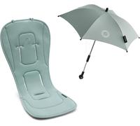 Asfasfq-Bugaboo Pack D'accessoires D'été: Coussin Confort Réversible Per Toutes Les Saisons Et Ombrelle+, Compatible Avec Toutes Les Poussettes Bugaboo, Protection Solaire Upf 50+, Pine Green
