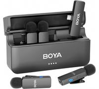 ASFASFq-BY-V4U Microphone sans fil pour Android, microphone cravate sans fil, portée de 200 m, autonomie de 18 h avec suppression du bruit, compatible pour enregistrement vidéo, podcast, interview