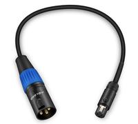 ASFASFq-Câble adaptateur XLR mâle vers mini XLR femelle, câble adaptateur XLR mâle à 3 broches vers mini XLR femelle à 3 broches, 0,3 M