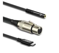 ASFASFq-Câble Micro USB C vers XLR Femelle avec Prise Casque 3,5 mm pour Surveillance Interface Numérique XLR vers USB-C avec Prise Casque, 1 Mètre