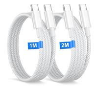 ASFASFq-Câble USB C vers USB C pour iPhone 16 15 Pro Max/Plus/Pro/16/15,Macbook,iPad, 1+2M/Lot de 260W Cable USBC Charge Rapide Cable pour Sam-sung Galaxy S25/S24/23/22,Nylon cable usbcCharge Rapide