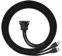 ASFASFq-Cablecc - Rallonge USB 3.0, étanche, 1 m, câble AUX avec Support pour Panneau de Tableau de Bord de Voiture (Double USB 3.0)