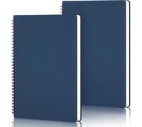 Asfasfq-Cahier Spirale A4-2 Pièce Carnet Pointillé 5x5mm - 21x29.2cm Bloc Note A4-100gsm Papier Carnet De Notes - 120 Pages Carnet A4 Pointillé - Bleu Foncé Journal Notebook