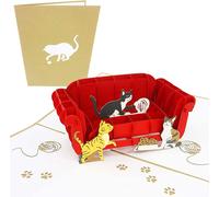 Asfasfq-Cards Les Chats Jouant Sur Canapé Pop-Up Carte De Voeux