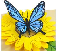 Asfasfq-Cards Papillon Bleu Et Tournesol Pop-Up Carte - Toutes Les Occasions