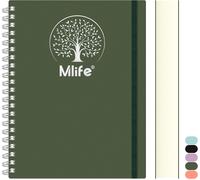 Asfasfq-Carnet A5 Ligné, 300 Pages, Cahier À Spirale, Couverture Rigide En Pvc Avec Imprimé Arbre De Vie, Papier Inscriptible 100 G/M², Pochettes Extensibles, Bandes Élastiques,14,5 X 21 Cm - Vert