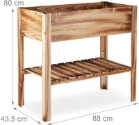 Asfasfq-Carré Potager, Légume, Herbes, Jardin, Balcon, Jardinière Sur Pied, Hxlxp: 80 X 88 X 43,5 Cm, Bois Flambé