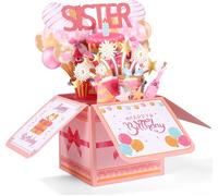 Asfasfq-Carte D'anniversaire Pop Up, Carte D'anniversaire 3d Avec Enveloppe Cadeau Unique Pour S?Ur Et S?Urs Plus Jeunes Décoration De Fête Souvenir