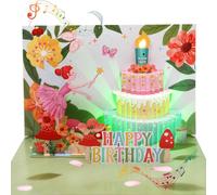 Asfasfq-Carte D'anniversaire Pour Fille Avec Musique Et Lumière Pour Bébé Fille 3d Pop-Up Fée Et Gâteau Chantant Pour 1 An, 2, 3, 4, 5, 6, 7, 8, 9 Ans, Fille, Petite-Fille, Nièce