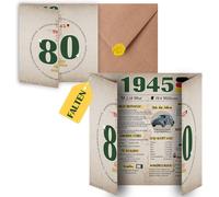 Asfasfq-Carte D'anniversaire Spéciale 80 Ans Avec Enveloppe Cadeau De 1945 Ans 80e Anniversaire Femme Homme Soixtième Décoration D'anniversaire Drôle, Excellente Idée De Cadeau, Chronique, Cart