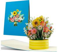 Asfasfq-Carte De V?Ux Avec Bouquet De Fleurs 3d - Carte Pop-Up Avec Fleurs Joyeuses Et Colorées Par Exemple Comme Carte D'anniversaire, Carte De Bon Rétablissement, Carte De Remerciement, Bon D'achat