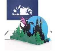 Asfasfq-Carte Pop-Up « Dragon & Chevalier » Carte D'anniversaire Avec Dragon Et Château Chevalier ¿ Invitation, Cadeau, Bon Pour Anniversaire, Anniversaire D'enfant Et Rentrée Des Classes