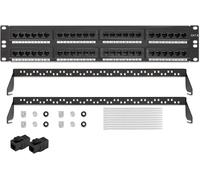 ASFASFq-Cat6 Panneau De Brassage, Rj45 Port De CâBle RéSeau Prise Droite Cadre De Gestion De Cable, Transmission Stable à Grande Vitesse, Durable, pour Le Bureau Et L'Industrie Etc (48 Port 2U Rack)
