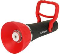 ASFASFq-Chapin 4697 : Buse de tuyau d'arrosage industrielle à haut débit style pompier avec raccord fileté pour tuyau d'arrosage réglable jusqu'à 250 psi, rouge/noir