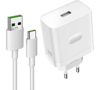 Asfasfq-Chargeur Rapide 65w Pour Oppo Super Vooc Charge Et Câble Usb C 1m Pour Oppo Reno 14 F/13 Fs/12f/11f/10/Find X5 Lite/A60/A80/A40 One Plus Nord Ce 4 3 2 Lite 8 7 Super Vooc Pour Realme 12+/12 P