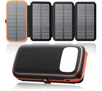 Asfasfq-Chargeur Solaire Power Bank 27000mah ¿ Batterie Externe Avec 3 Sorties Usb, Charge Rapide 15w, Lampe Torche Super Lumineuse Intégrée Et 4 Panneaux Solaires Pliables, Pour Smartphones Tablette