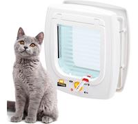 Asfasfq-Chatiere Magnetique, Porte Pour Chats, Entrée Et Sortie 4 Voies, Proctection Contre Les Courants D'air, Collier Chat Avec Aimant Inclus, Swing 7 Chatière Magnétique Pour Chat, Blanc