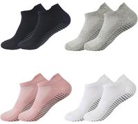 Asfasfq-Chaussettes De Yoga,4 Paires Chaussettes Antidérapantes Chaussettes Pilates Antiderapant Yoga Chaussettes Femmes Pour Le Pilates, Le Yoga, Fitness