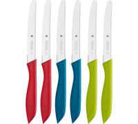 Asfasfq-Classic Line Lot De 6 Couteaux À Petit-Déjeuner À Lame Dentelée En Acier Spécial Avec Manche En Plastique Multicolore 23 Cm