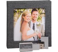 ASFASFq-Clé USB Cristal avec Boîte Thème de Mariage - Design élégant avec gravure de mariage Design de mariage idéal comme cadeau de mariage ou pour prendre des photos souvenirs - USB 3.0 (Box Gris 2