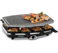 ASFASFq-Cloer 6430 Raclette gril avec pierre de cuisson naturelle, inclus 8 poêlons anti-adhésifs pour faciliter le retrait des aliments, 1200 W, Noir