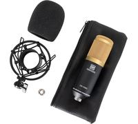 ASFASFq-CM-100BG Microphone à Condensateur - Micro Cardioïde à grand diaphragme 34 mm avec support antichoc et filtre anti-pop - pour Enregistrement, Streaming, Podcasting, Home Studio - noir/or