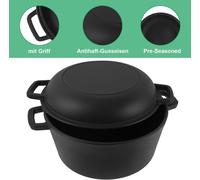 ASFASFq-Cocotte 2 en 1 - Ensemble d'accessoires - Faitout en fonte avec couvercle - Moule à pain pour Weber, Burnhard et la plupart des barbecues à gaz, barbecue, camping, jardin - 5QT