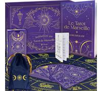 Asfasfq-Coffret D'initiation Au Tarot De Marseille : Tarot Divinatoire + Livre De 205 Pages + Nappe Divinatoire Bleue & Pochon. Idéal Pour Débutants (Nappe Bleue)
