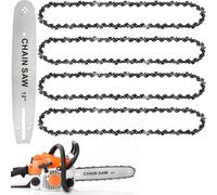 ASFASFq-CoKeeSun 4 Pièces Chaîne de Tronçonneuse, 12"" Chaînes Tronçonneuses avec Guide-Chaîne de 34,5cm, Pas de 3/8"" Low-Profile, Epaisseur de Maillon 0,05"" (1,3mm), 45 Maillons, pour Coupe du Bois