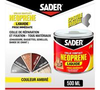 ASFASFq-Colle Contact Néoprène Liquide ¿ Colle Extra Forte Tous Matériaux ¿ Prise Immédiate ¿ Idéale pour Surfaces Horizontales ¿ Applicable au Pinceau ¿ Boîte de 500 ml