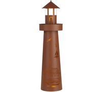 ASFASFq-Colonne de Plantes LED Design Phare Aspect Rouille Convient pour l'intérieur et l'extérieur Eclairage LED Minuterie 6h sans Fil avec bac à Plantes Hauteur env. 80cm