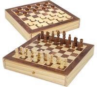 Asfasfq-Colorbaby Cb Games 45594 Jeu De Société D'échecs Et De Dames 2 En 1 En Bois Avec Tiroir 30 X 30 Cm
