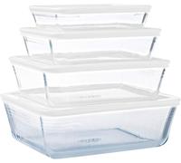 Asfasfq-Cook & Freeze - Lot De 4 Boites Rectangulaires Avec Couvercle - 0.8l, 1.5l, 2.6l, 4l - Verre Borosilicate - Idéal Congélation Et Batchcooking - Made In France