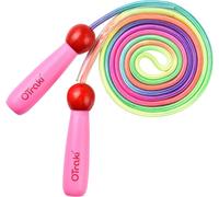 Asfasfq-Corde À Sauter Arc-En-Ciel Pour Enfants, Cordes À Sauter Réglables Pour Enfants, Corde À Sauter Avec Poignée En Bois Pour Filles/Garçons, Corde À Sauter D'exercice Pour Enfants