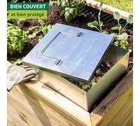 ASFASFq-Couvercle pour composteur surélevé, 30,5 x 30,5 x 2,5 cm, acier galvanisé à chaud, couverture pour composteur surélevé, résistant aux intempéries et durable, argenté
