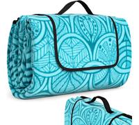 ASFASFq-Couverture Pique Nique, 200 x 200 cm Nappe Pique Nique, Tapis Pique Nique Imperméable, Couverture de Tapis de Plage, Natte de Plage 4 à 6 Personnes pour Plage, Camping, Parc, Motif Floral Ble