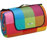 ASFASFq-Couverture Pique-Nique XXL, 200 x 300 cm, Tapis de Plage Polaire, imperméable, avec poignée, Carreaux colorés