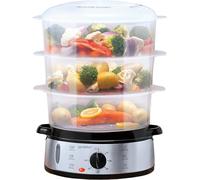 ASFASFq-Cuiseur Vapeur - 230V/800W - Cuiseur à vapeur 3 couches - Sans BPA - Lavable au lave-vaisselle - 0 à 60 minutes - Capacité de 9 litres - Gris